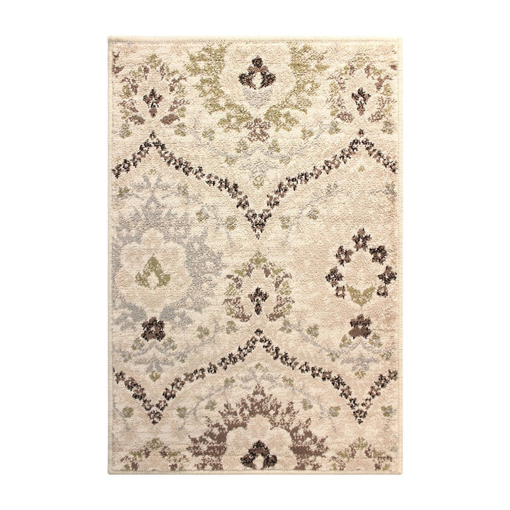2' X 3' Ivory And Gray Floral Distressed Area Rug