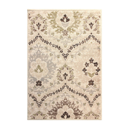 2' X 3' Ivory And Gray Floral Distressed Area Rug