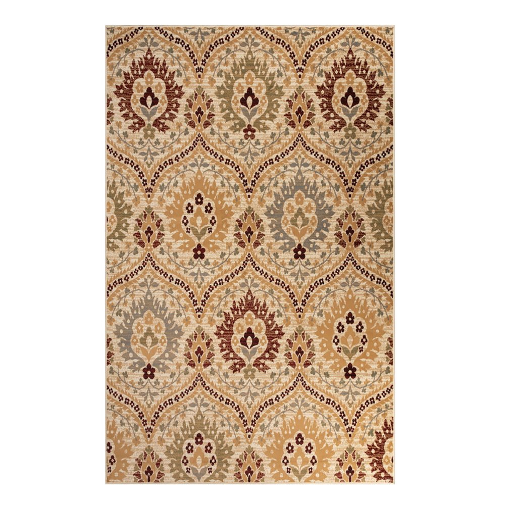 2' X 3' Beige Red And Gray Floral Area Rug
