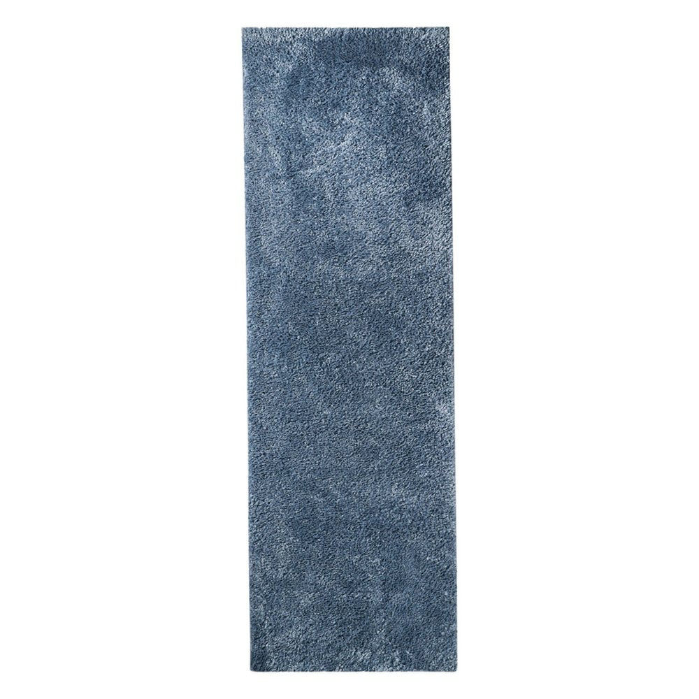 8' Blue Shag Handmade Runner Rug
