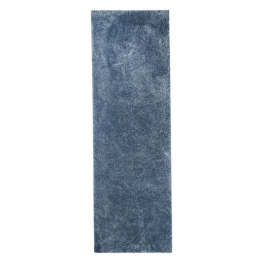8' Blue Shag Handmade Runner Rug