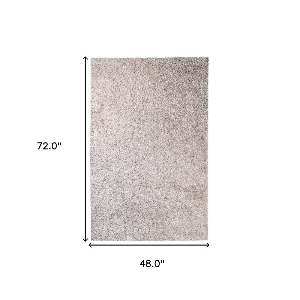 4' X 6' Beige Shag Handmade Area Rug