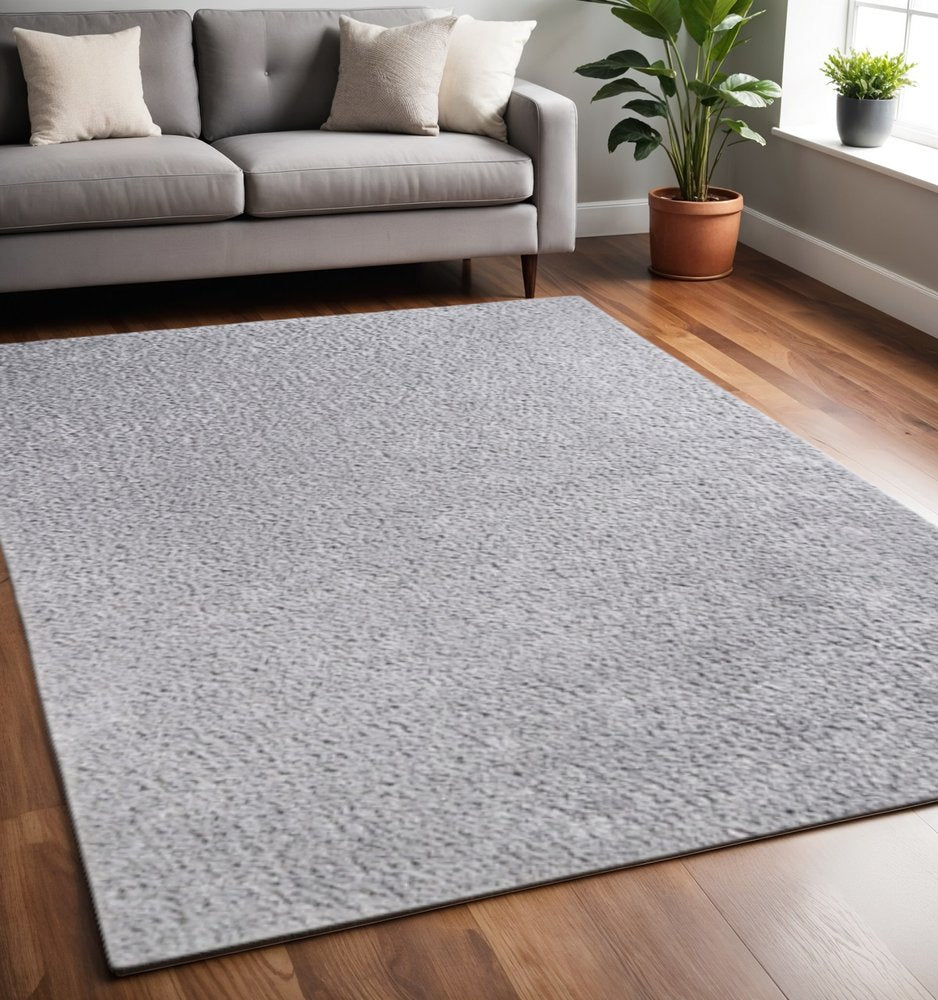 5' X 8' Silver Shag Handmade Area Rug