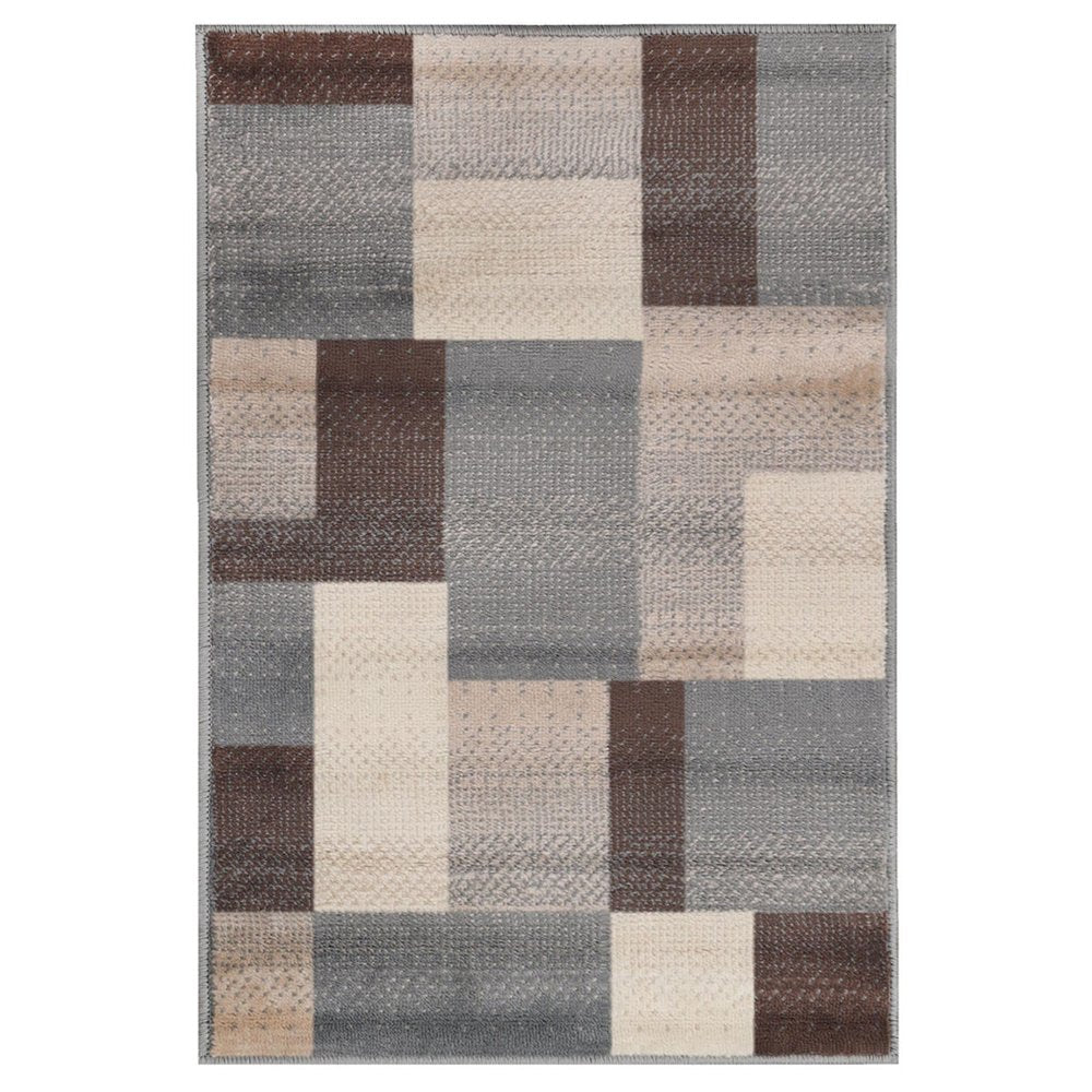 3' X 5' Gray Tan And Brown Patchwork Area Rug