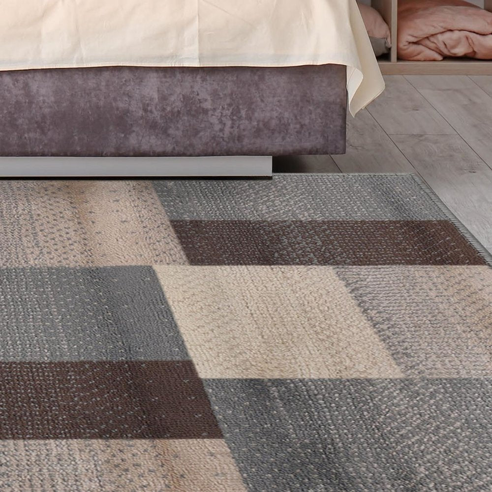 3' X 5' Gray Tan And Brown Patchwork Area Rug