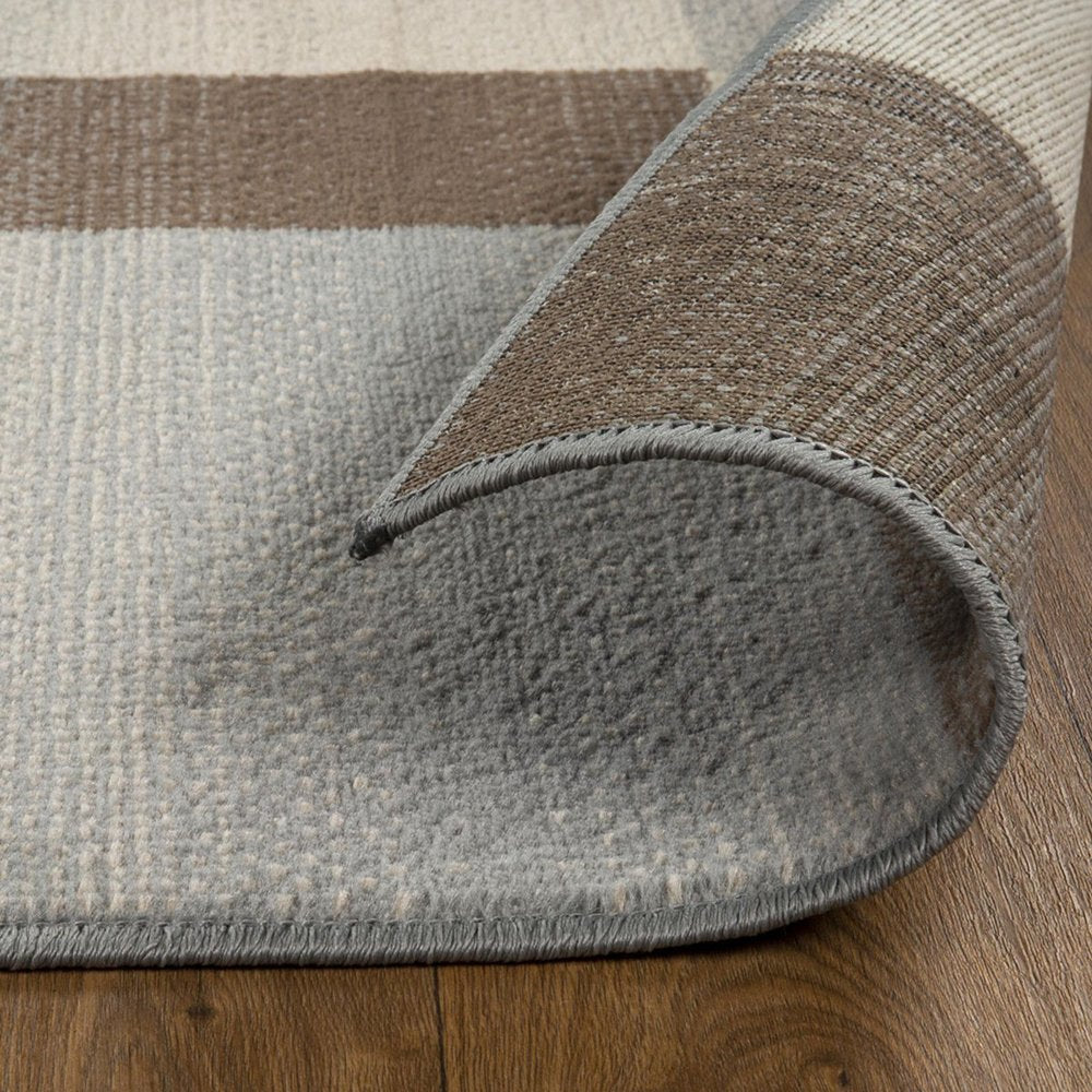 5' Gray Tan And Brown Patchwork Square Rug