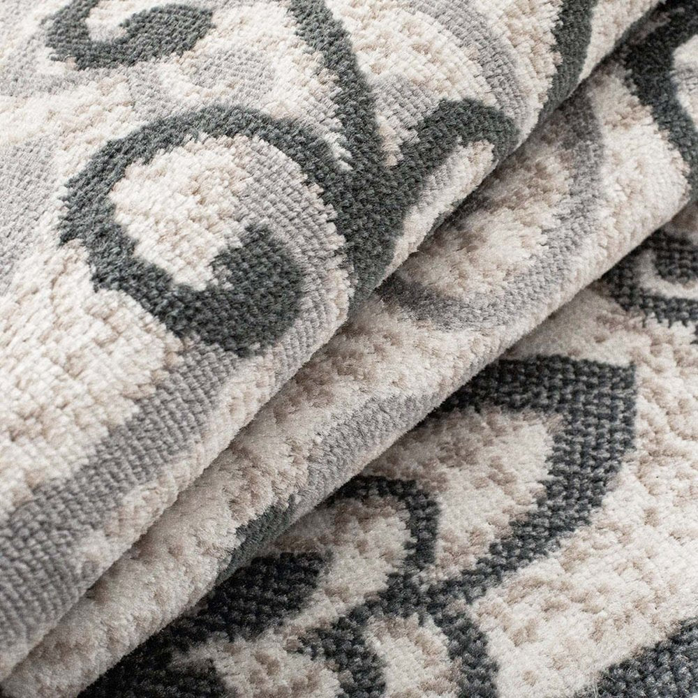 8' Gray And Charcoal Medallion Runner Rug