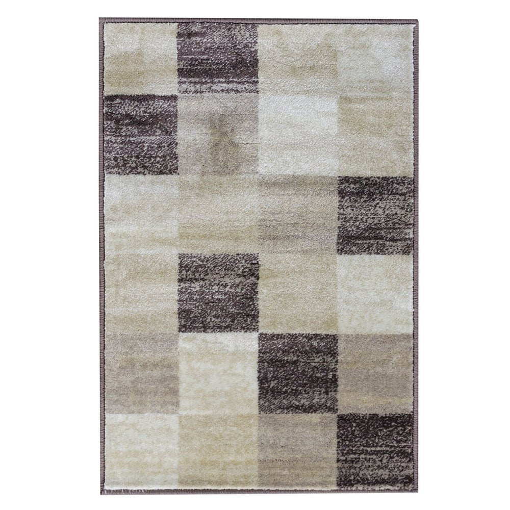 2' X 3' Beige And Brown Geometric Area Rug
