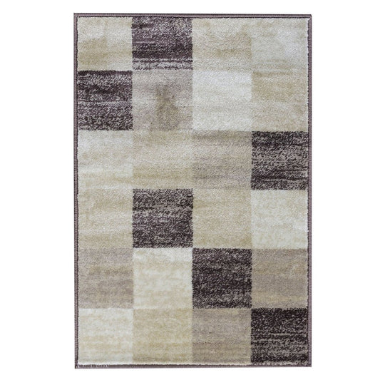 2' X 3' Beige And Brown Geometric Area Rug