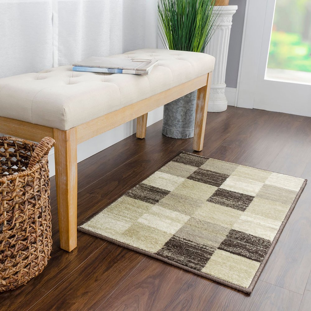 2' X 3' Beige And Brown Geometric Area Rug