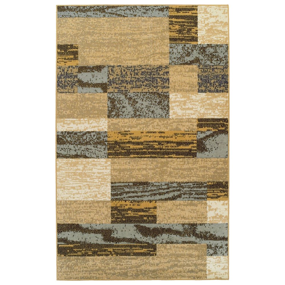 5' X 8' Blue And Beige Patchwork Area Rug