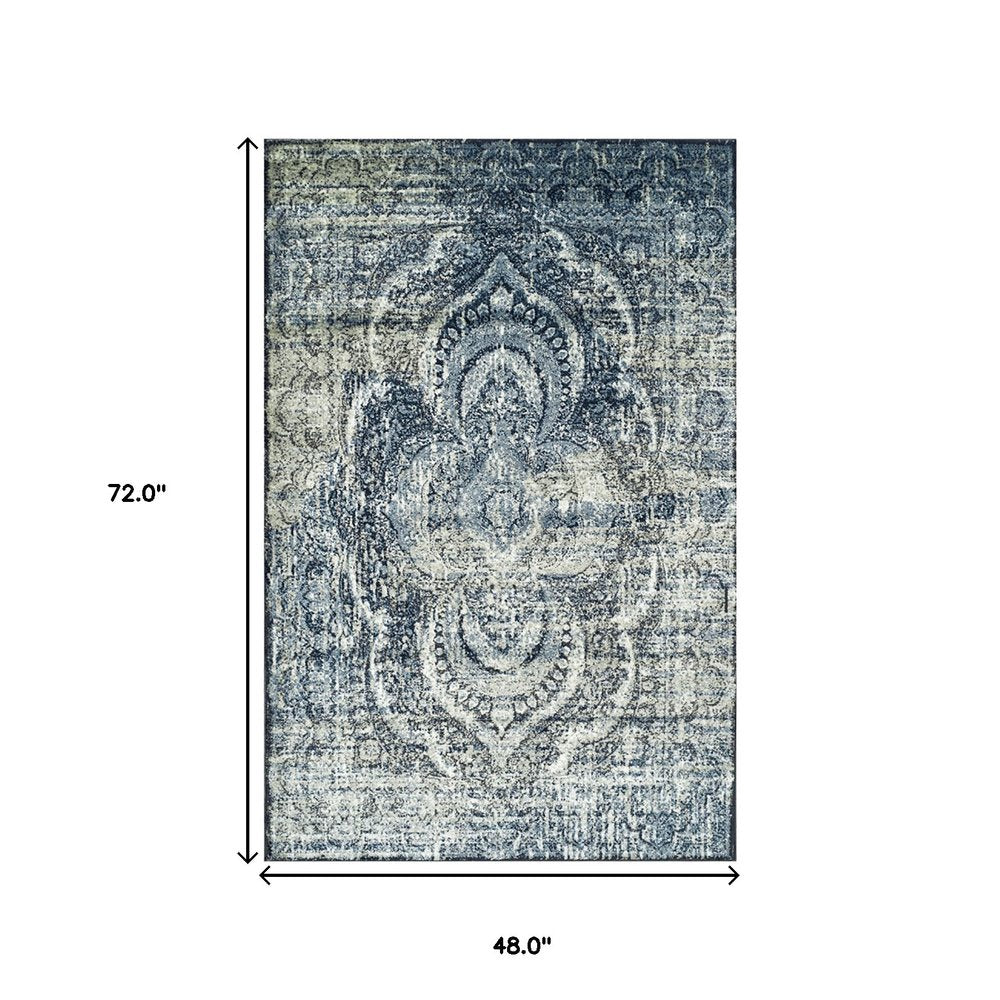 4' X 6' Taupe And Ivory Abstract Distressed Area Rug