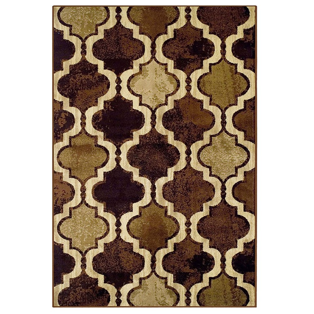 2' X 3' Coffee Beige And Black Quatrefoil Distressed Area Rug