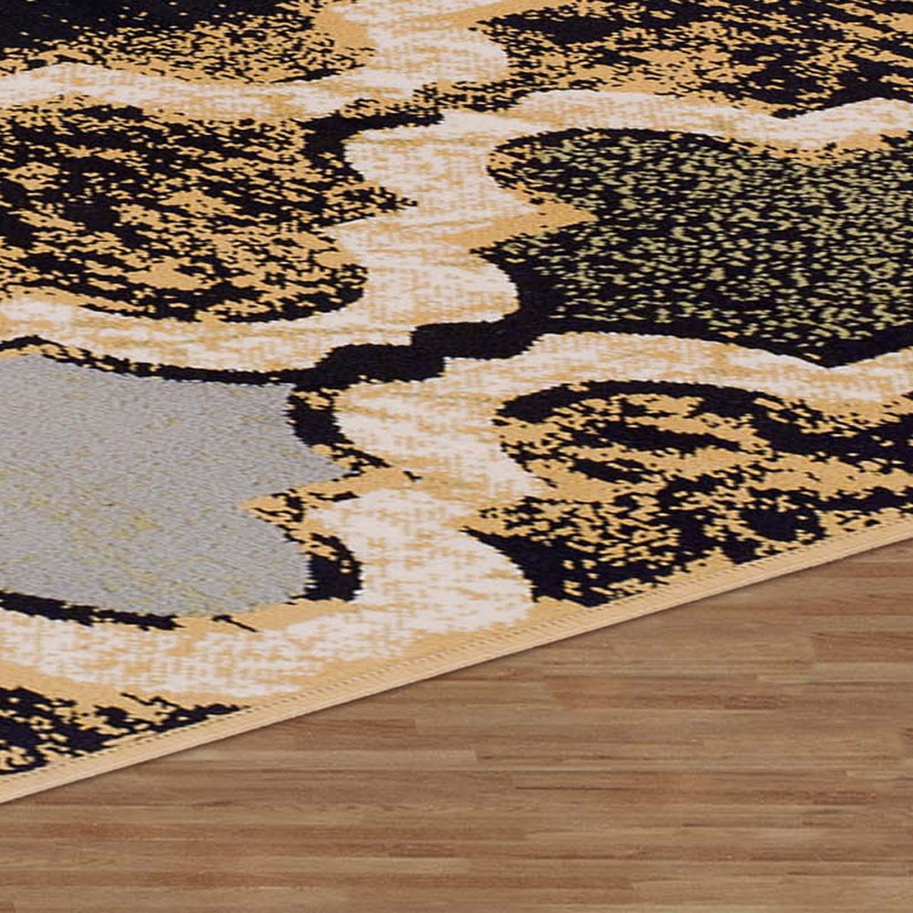 2' X 3' Black And Ivory Quatrefoil Distressed Area Rug