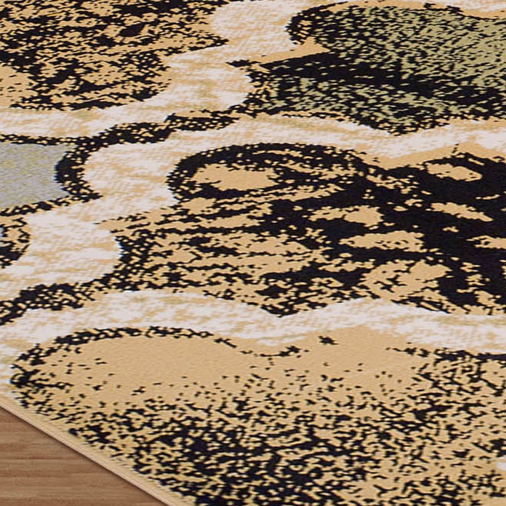 2' X 3' Black And Ivory Quatrefoil Distressed Area Rug