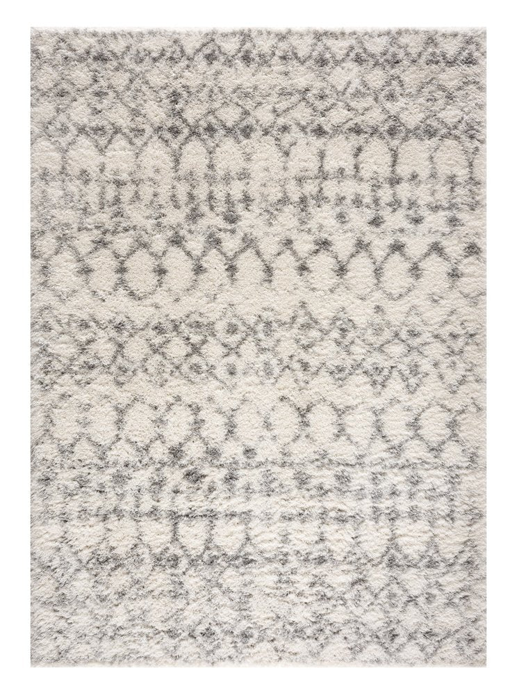 4' X 6' Gray and Ivory Southwestern Shag Power Loom Area Rug