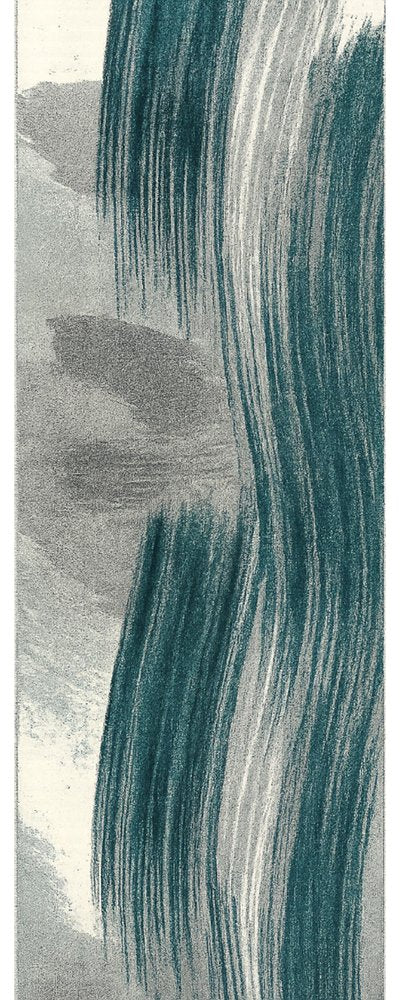 10' Blue And White Abstract Shag Runner Rug