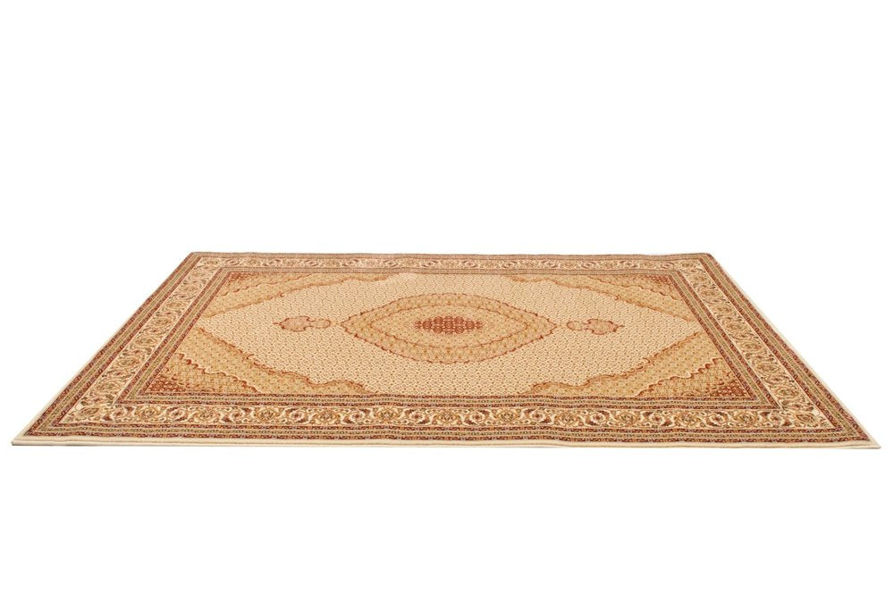 8' Beige And Ivory Oriental Runner Rug