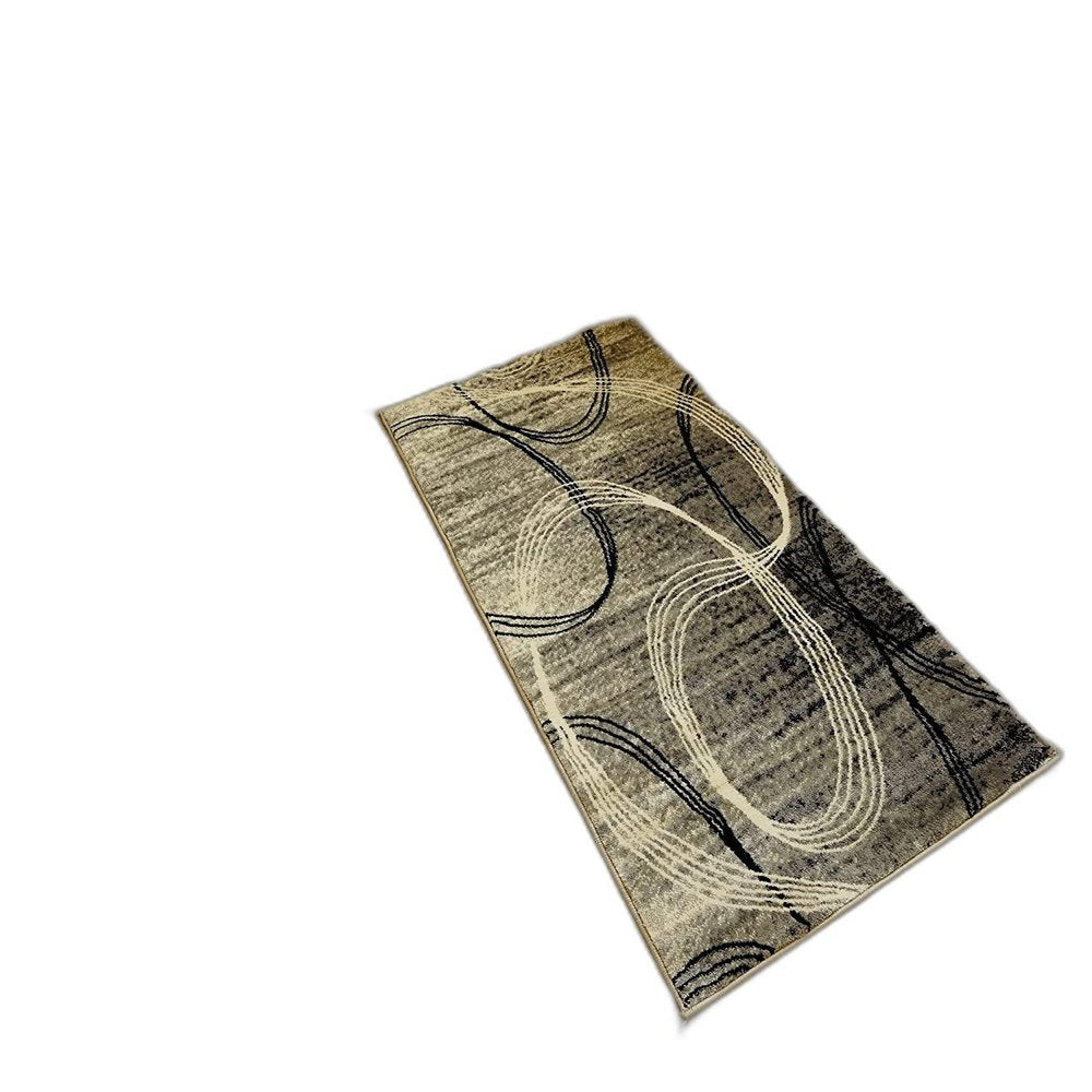 10' Gray And Ivory Abstract Shag Runner Rug