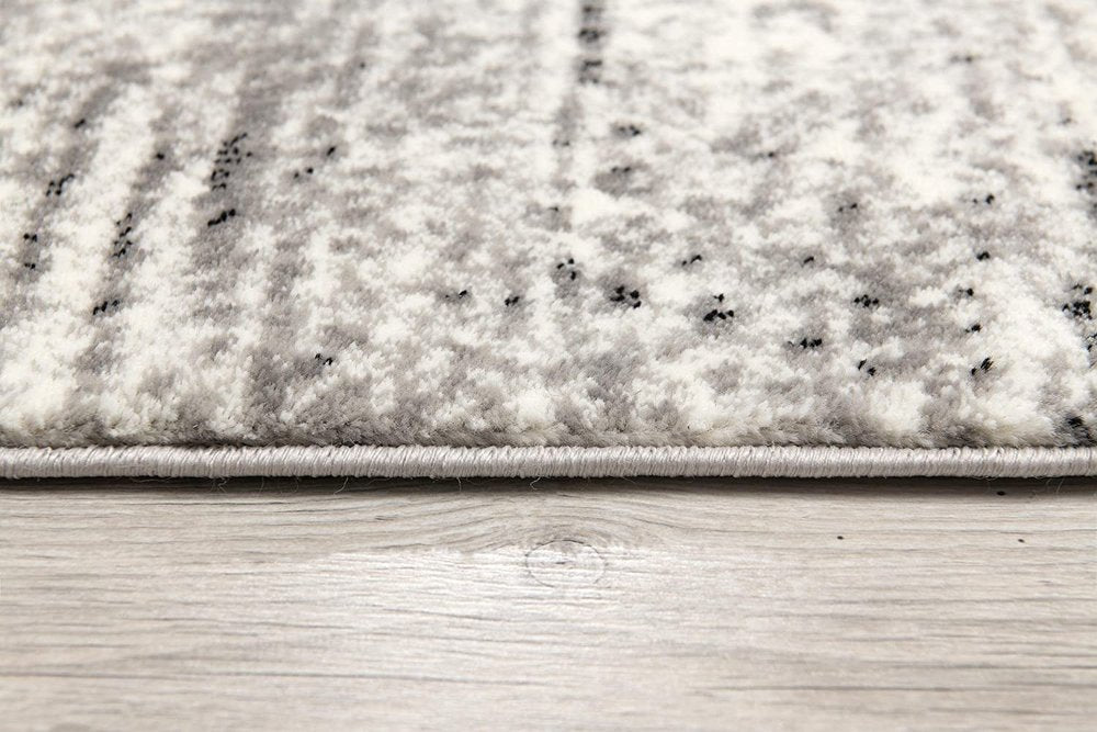 15' Gray And Ivory Abstract Shag Runner Rug