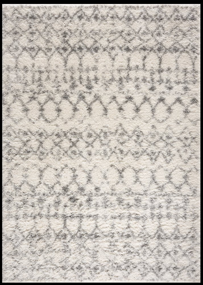 7' X 9' Gray and Ivory Southwestern Shag Power Loom Area Rug