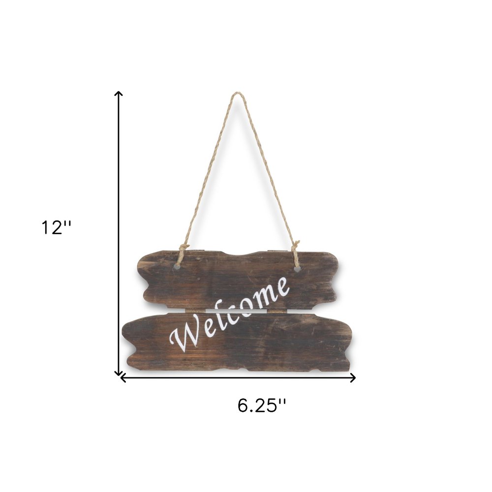 6" X 12" Brown Welcome Wood Wall Decor