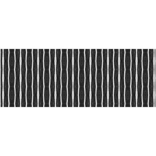 2' X 5' Black And White Modern Stripe Printed Vinyl Area Rug with UV Protection