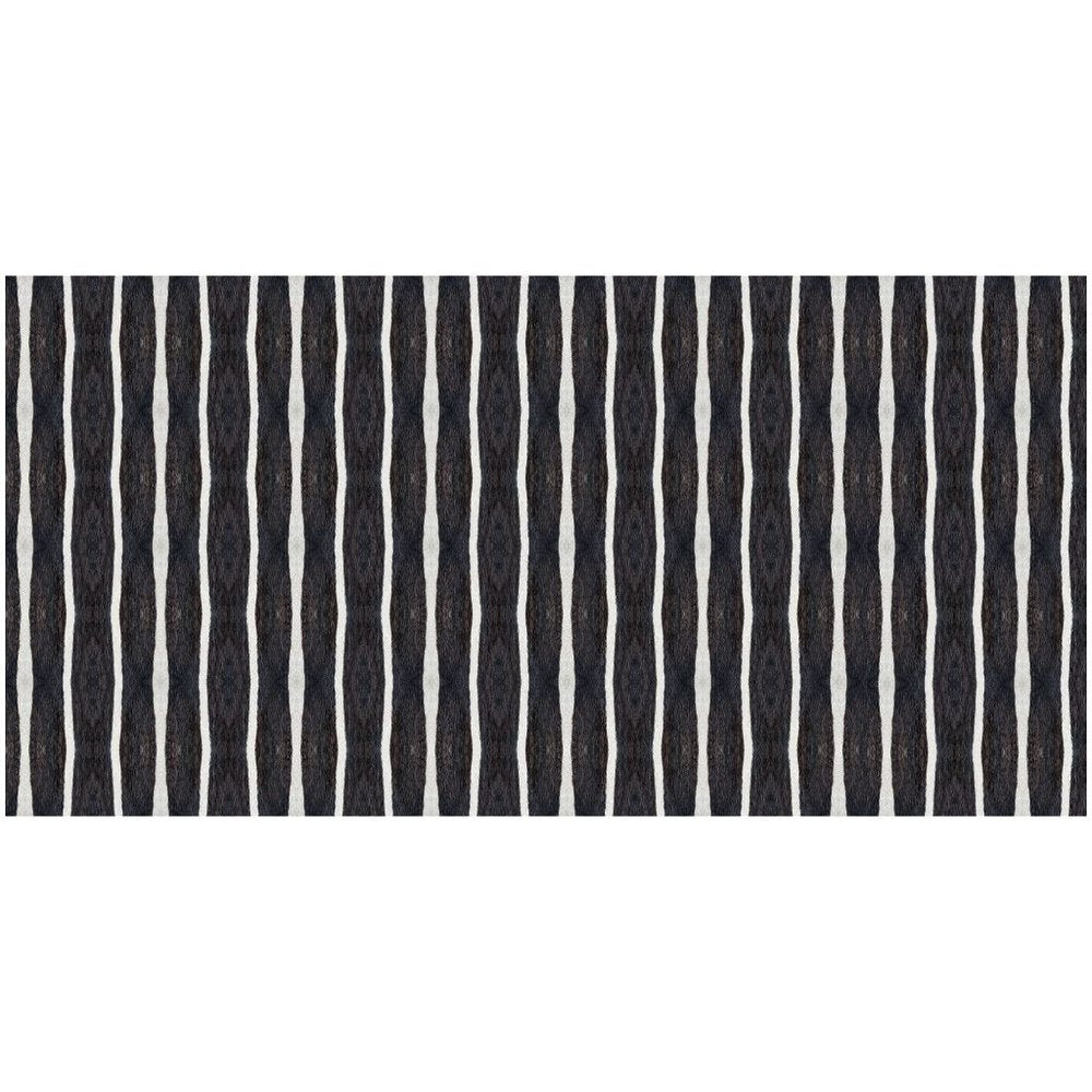 2' X 4' Black And White Modern Stripe Printed Vinyl Area Rug with UV Protection