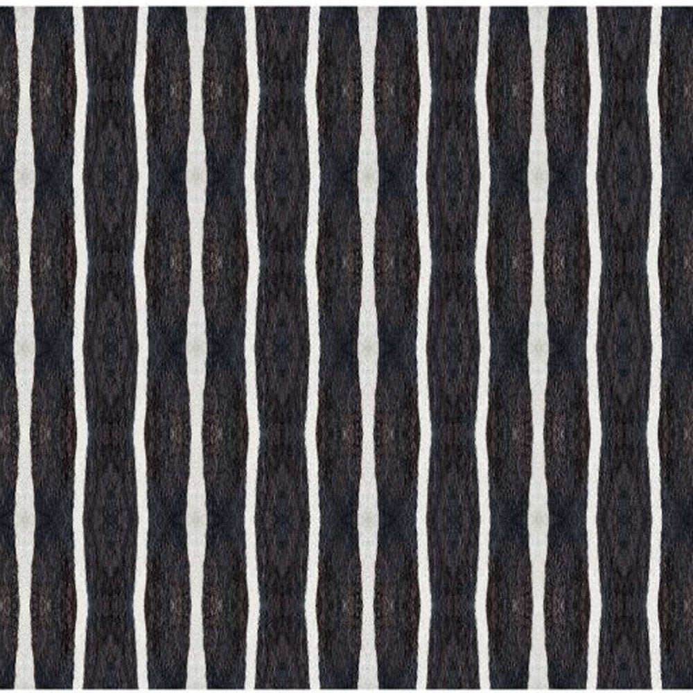 2' X 4' Black And White Modern Stripe Printed Vinyl Area Rug with UV Protection