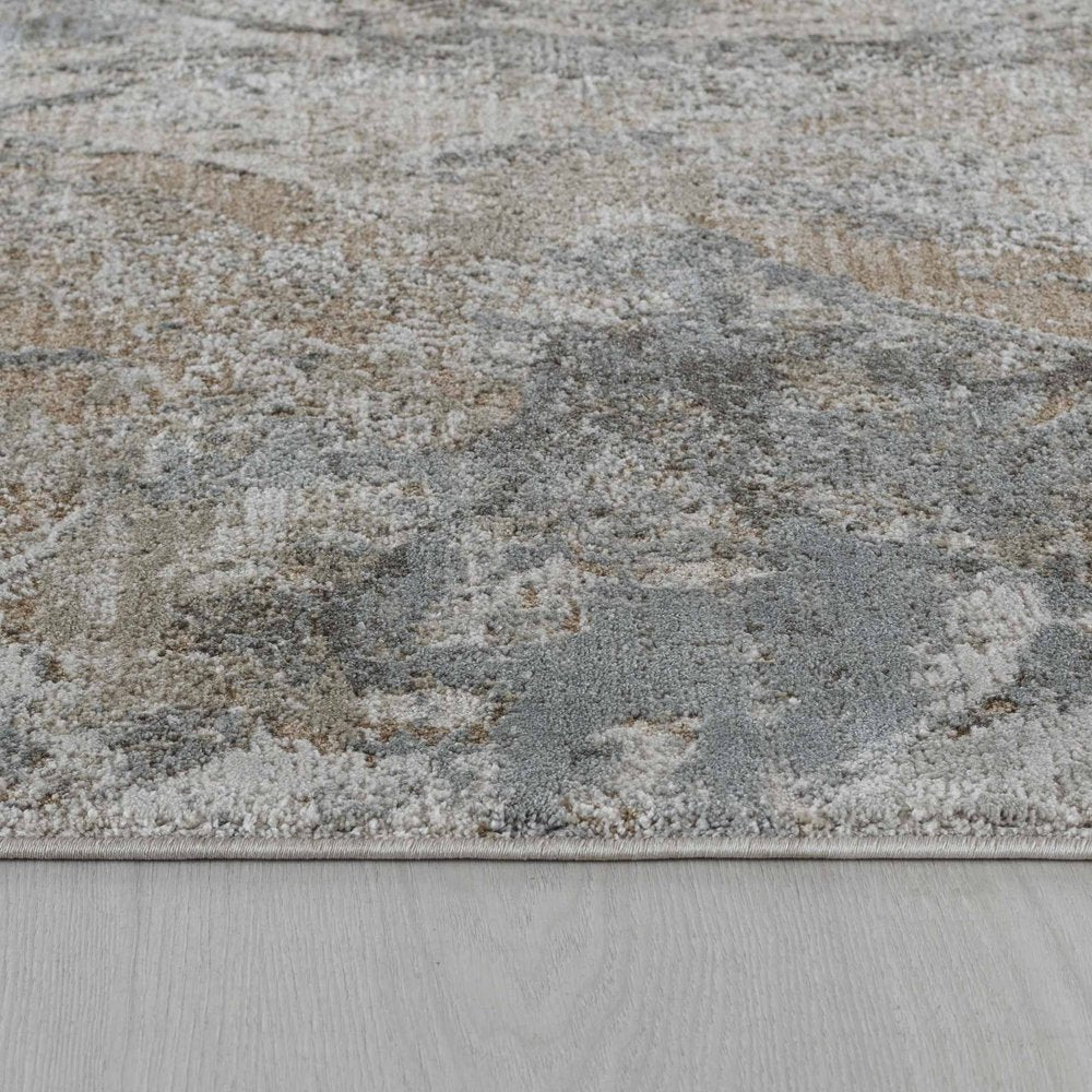 5' X 7' Beige Abstract Power Loom Area Rug