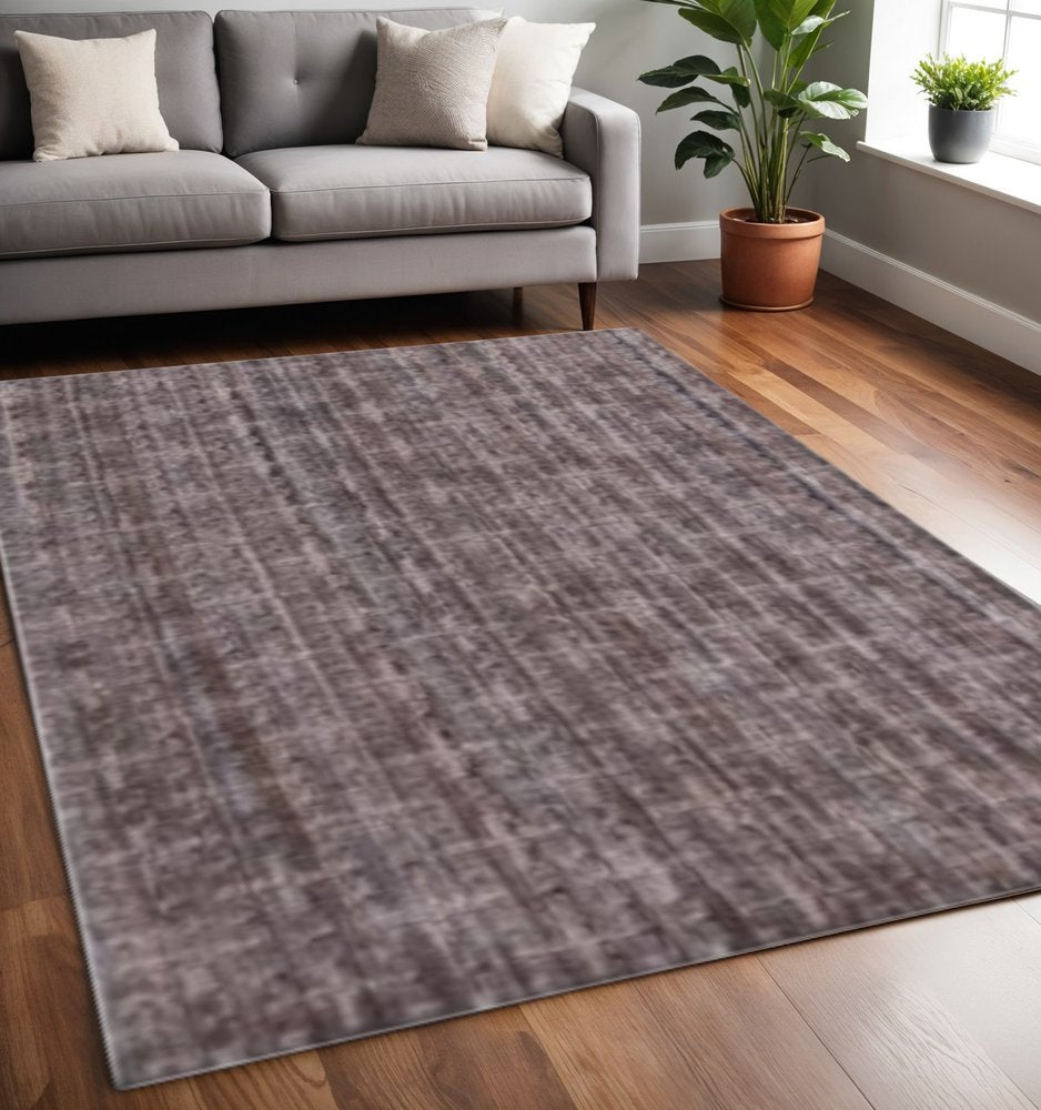 5' X 8' Rust And Tan Plaid Cross Hand Loomed Area Rug