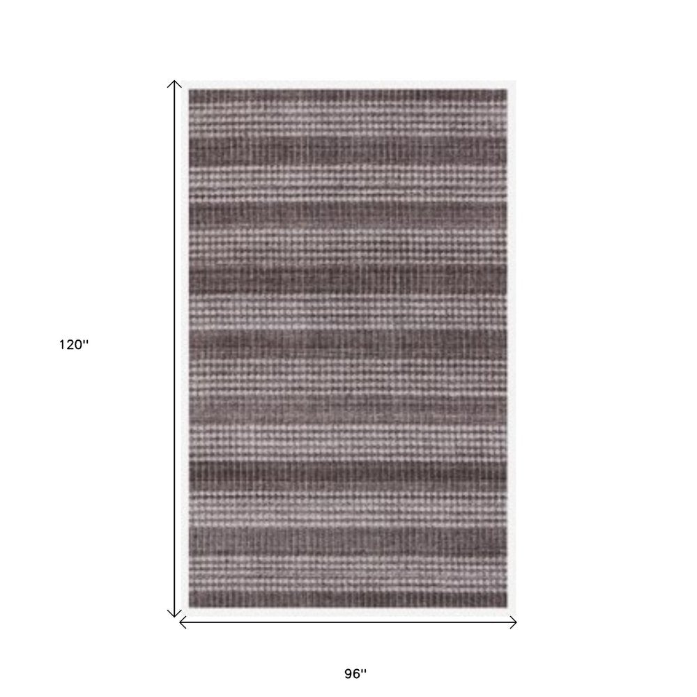 8' X 10' Rust And White Striped Hand Loomed Area Rug