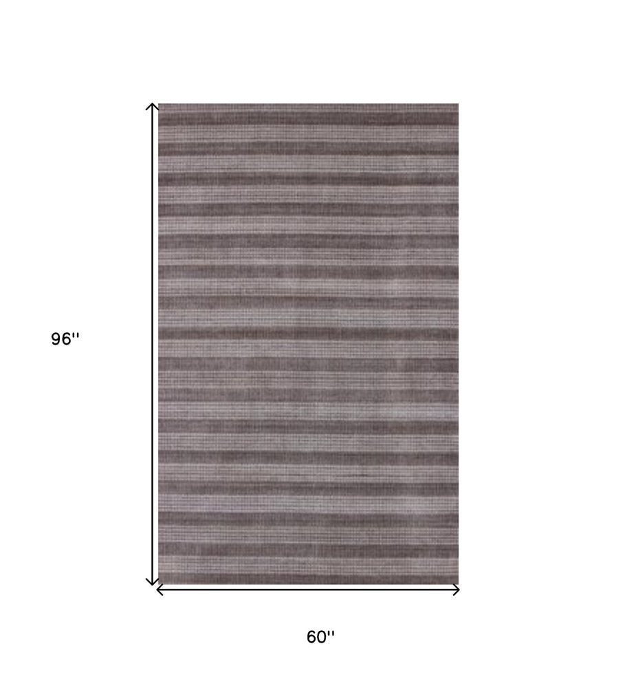 5' X 8' Rust And White Hand Loomed Area Rug