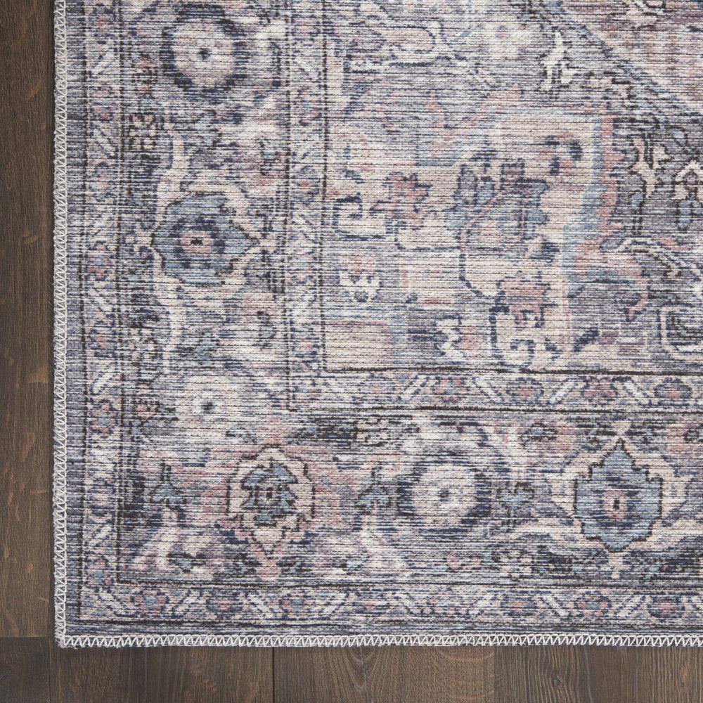 6' X 9' Grey Medallion Distressed Washable Area Rug