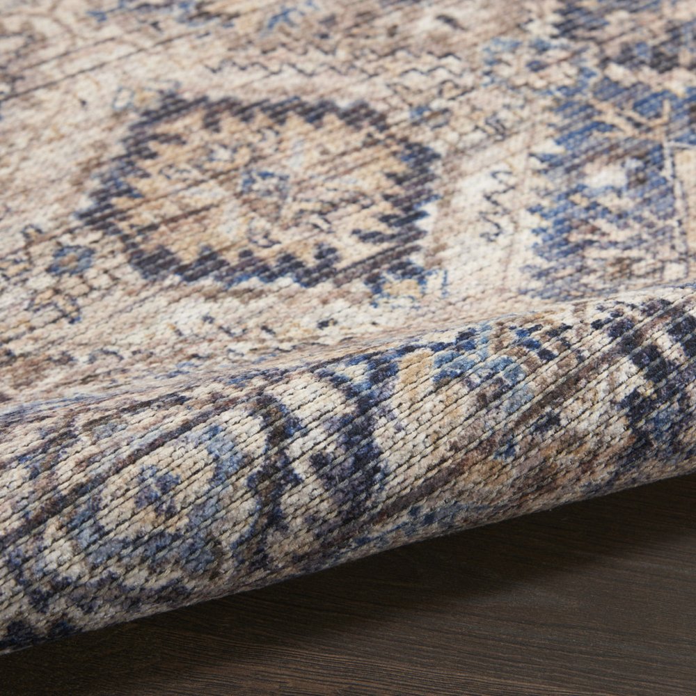 6' X 9' Ivory And Latte Medallion Distressed Washable Area Rug