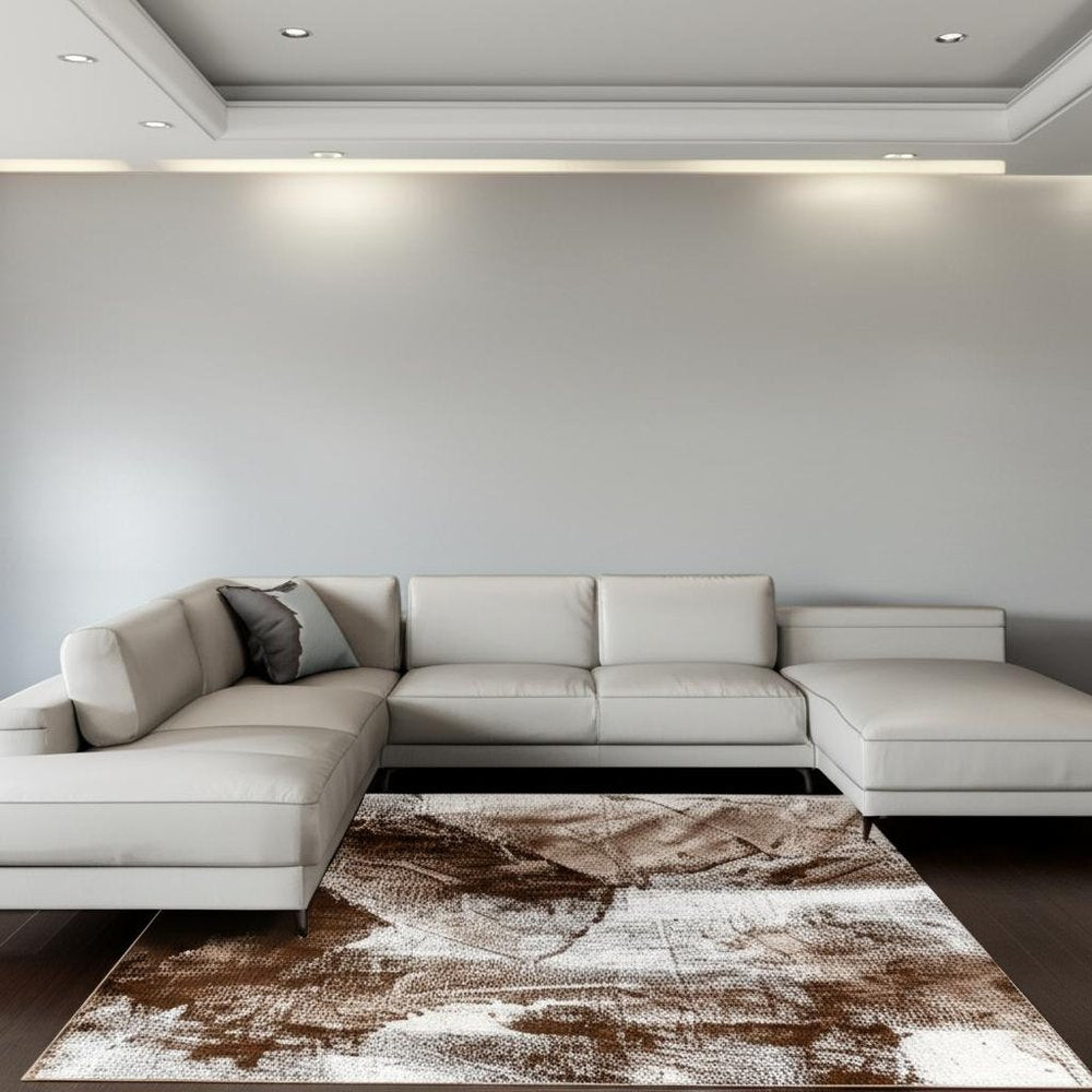 7' X 10' Brown Abstract Area Rug