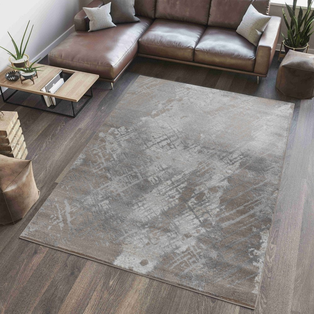 5' X 8' Brown Abstract Area Rug