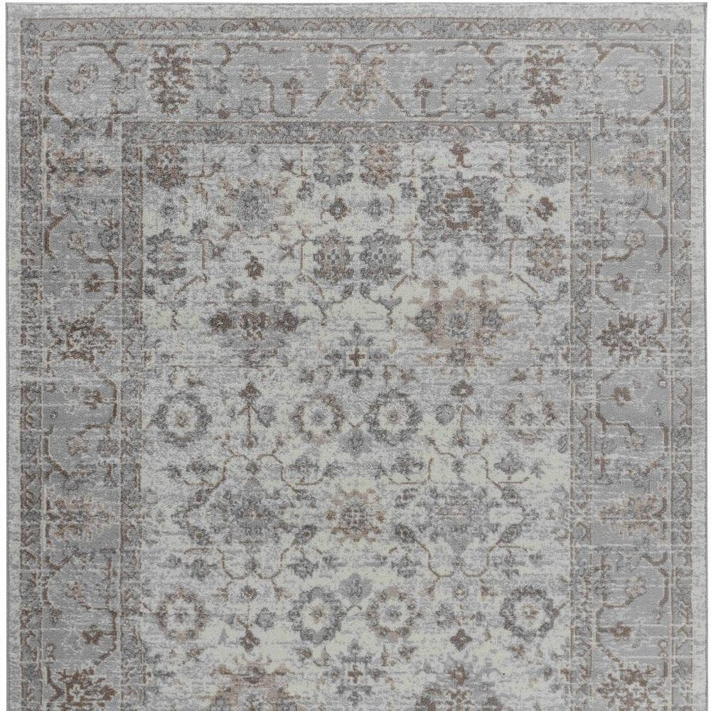 5' X 8' Grey Oriental Area Rug