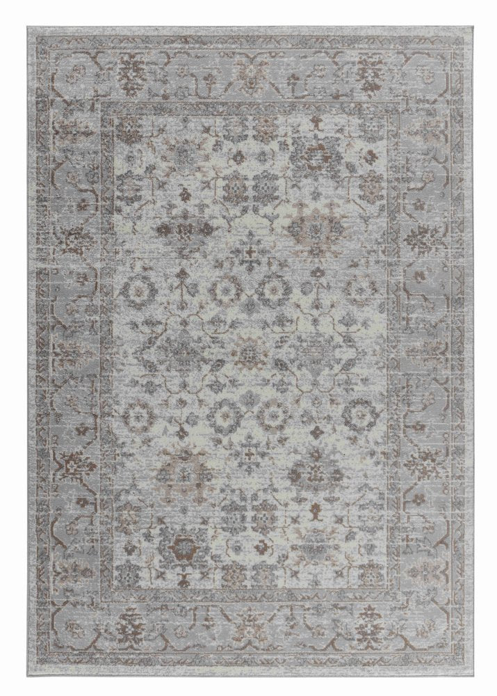 5' X 8' Grey Oriental Area Rug