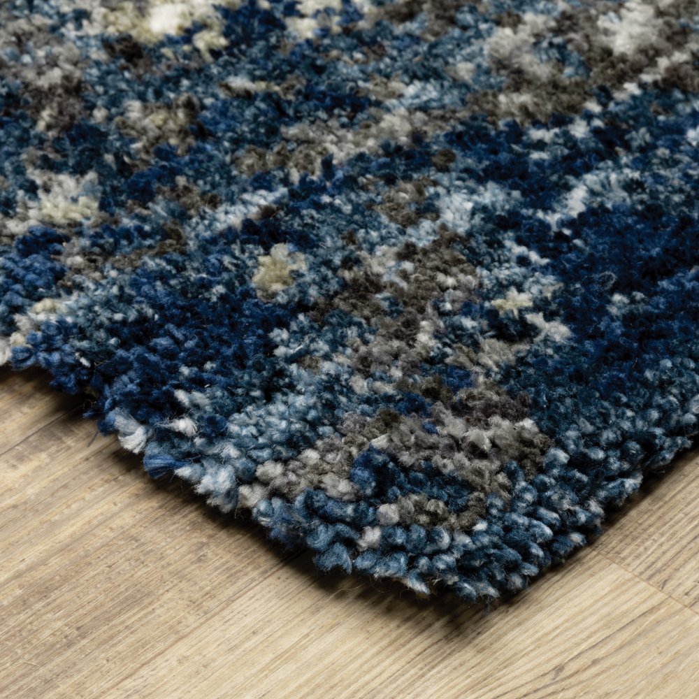 7' X 10' Blue And Gray Abstract Shag Area Rug