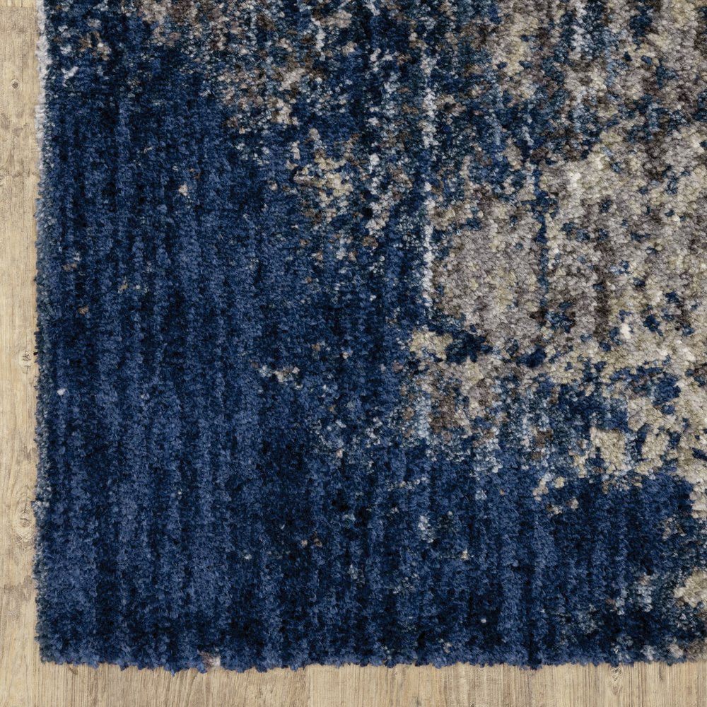 7' X 10' Blue And Gray Abstract Shag Area Rug