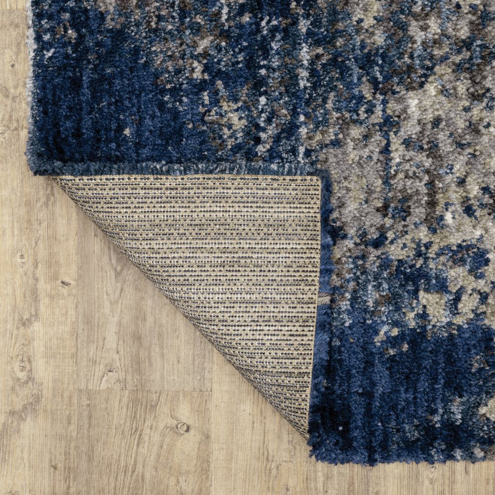 7' X 10' Blue And Gray Abstract Shag Area Rug