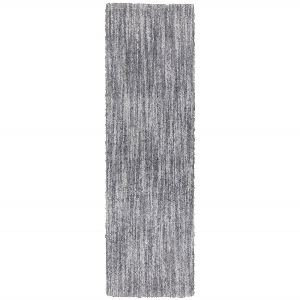 10' X 13' Grey Shag Power Loom Stain Resistant Area Rug