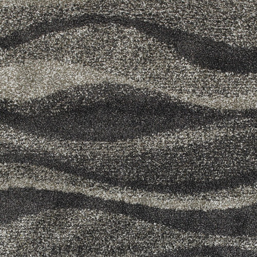 6' X 9' Charcoal Silver And Grey Abstract Shag Power Loom Stain Resistant Area Rug