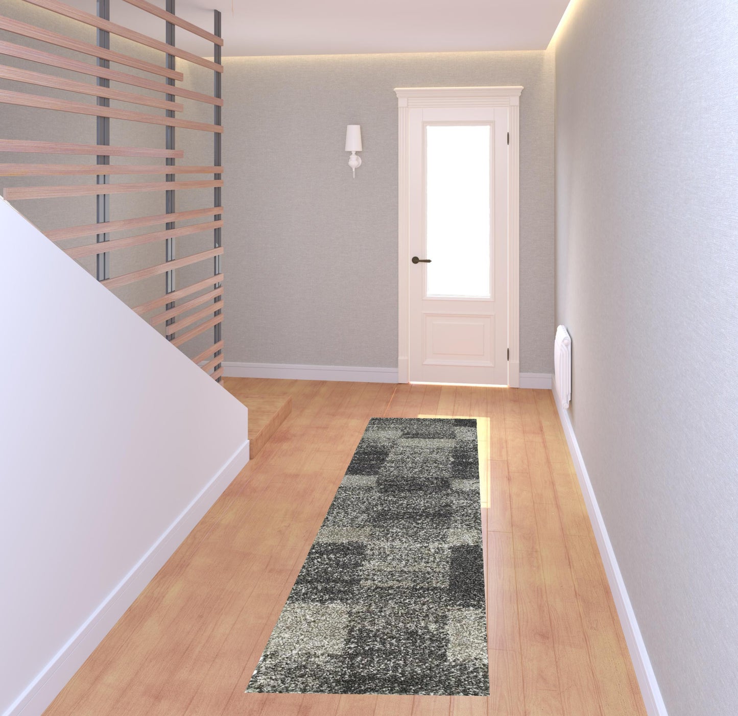 2' X 3' Charcoal Silver And Grey Geometric Shag Power Loom Stain Resistant Area Rug