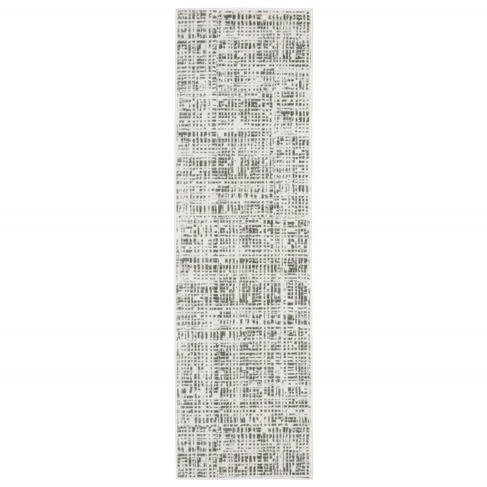 5' X 8' White And Grey Abstract Power Loom Stain Resistant Area Rug
