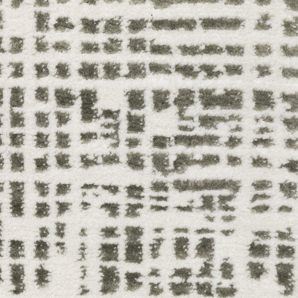 5' X 8' White And Grey Abstract Power Loom Stain Resistant Area Rug