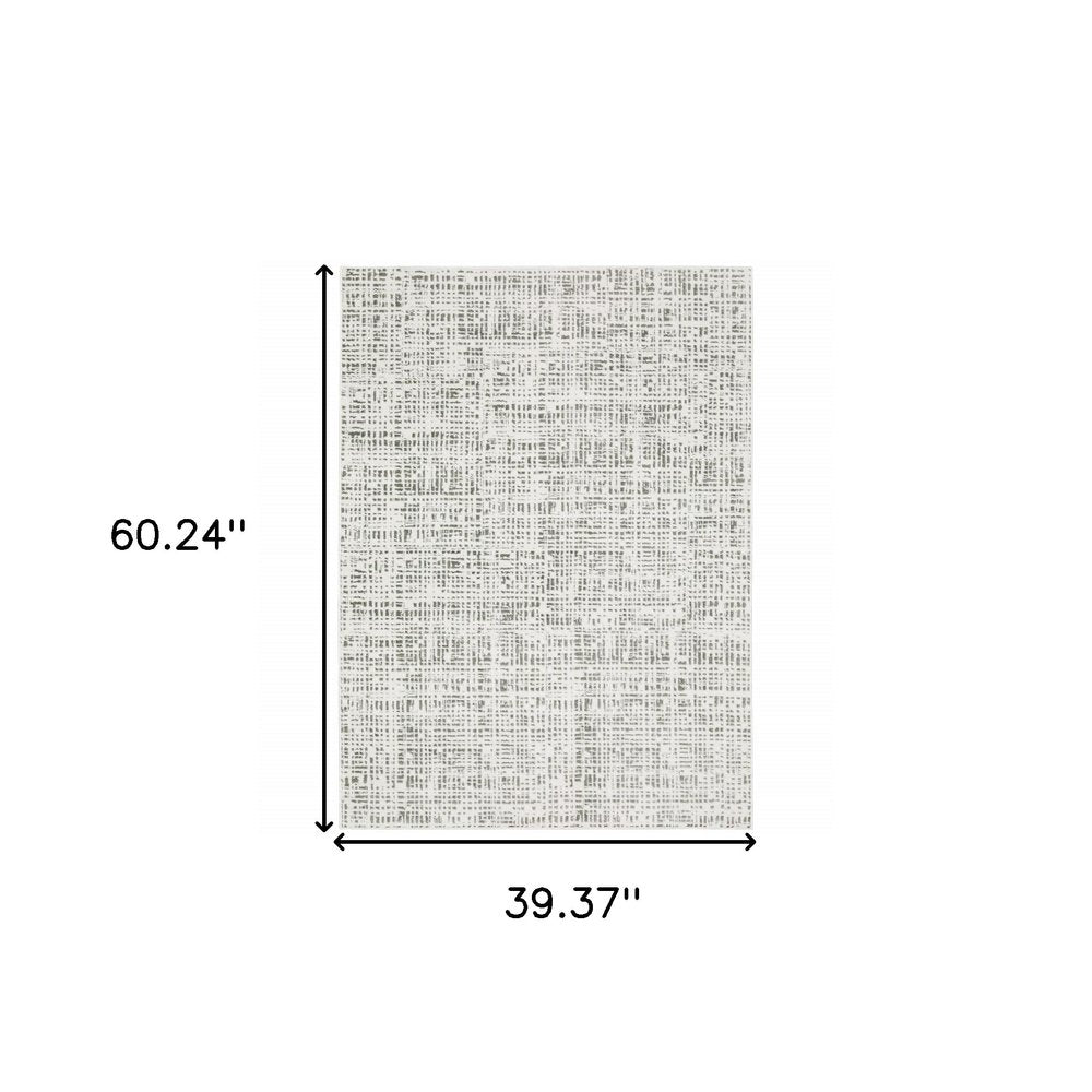5' X 8' White And Grey Abstract Power Loom Stain Resistant Area Rug
