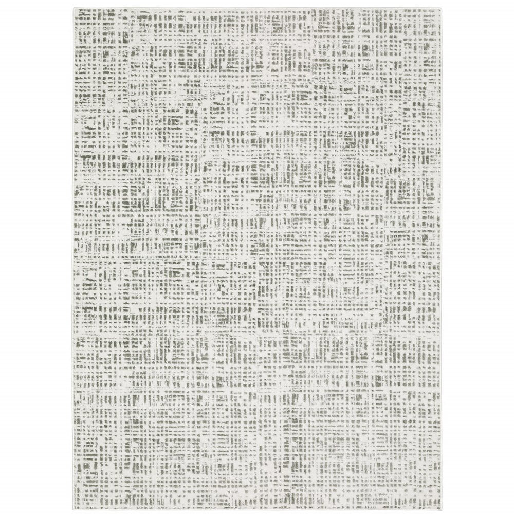 5' X 8' White And Grey Abstract Power Loom Stain Resistant Area Rug