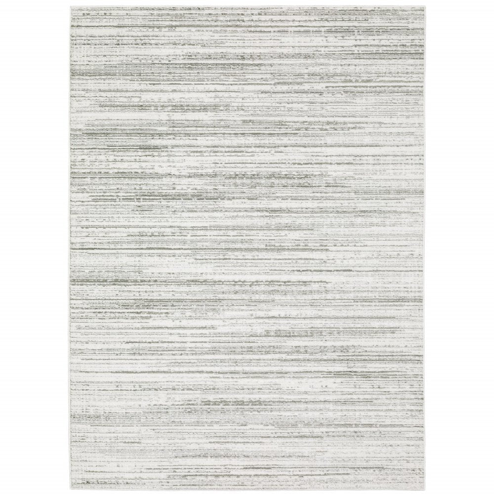 2' X 8' White And Grey Abstract Power Loom Stain Resistant Runner Rug